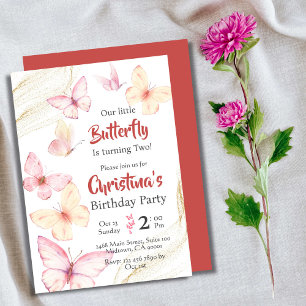 Niedliches Glück im Butterfly-Thema, modern 2. Geb Einladung