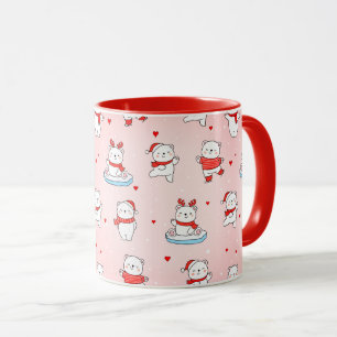 Niedliches Glück Weihnachten Polar Bär Nahtlose Mu Tasse