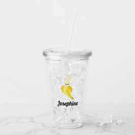 Niedliches glückliches Bananenmonogramm Acryltrinkbecher