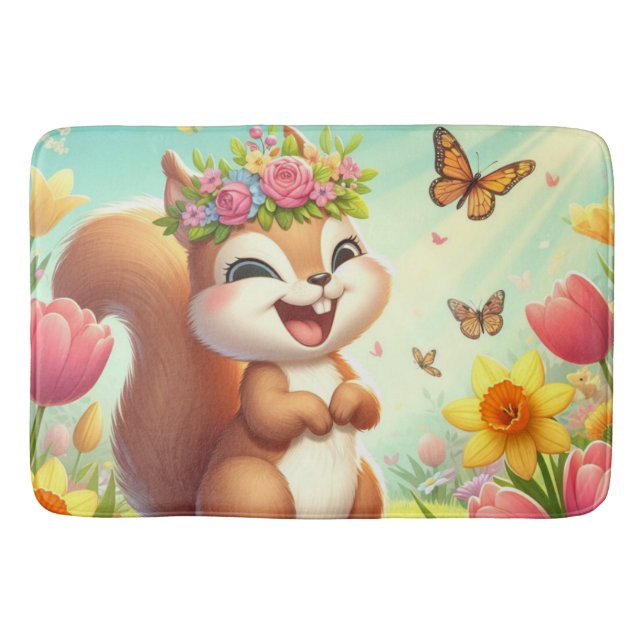 Niedliches, glückliches Eichhörnchen Badematte (Vorderseite)