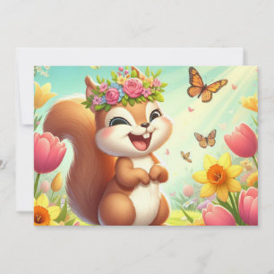 Niedliches, glückliches Eichhörnchen Feiertagskarte