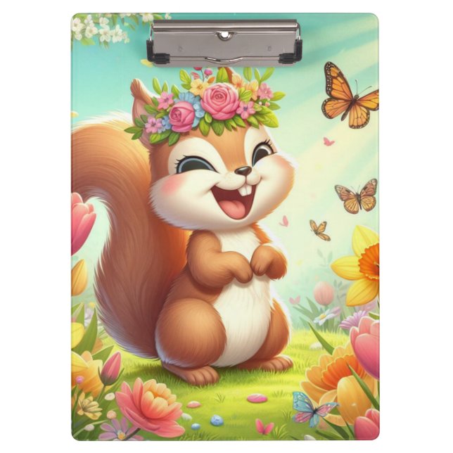 Niedliches, glückliches Eichhörnchen Klemmbrett (Vorderseite)