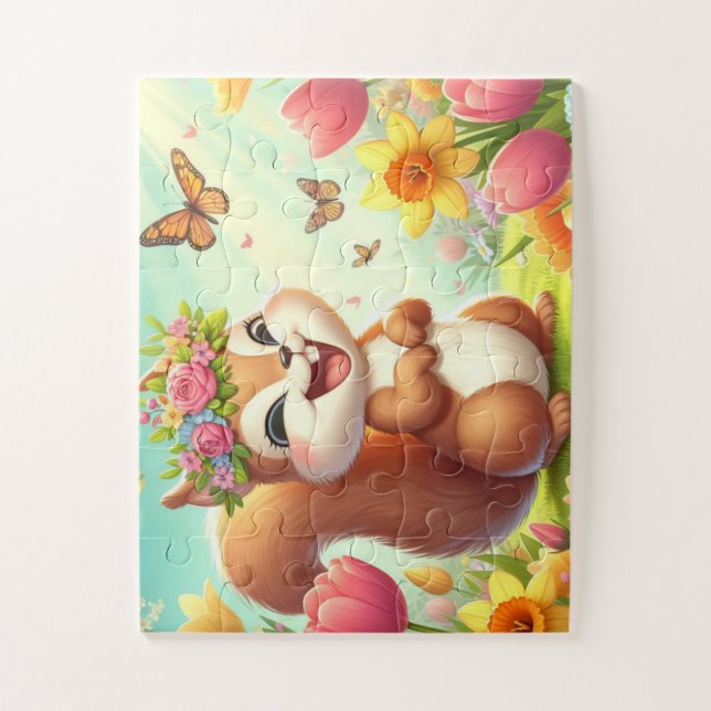 Niedliches, glückliches Eichhörnchen Puzzle (Vertikal)