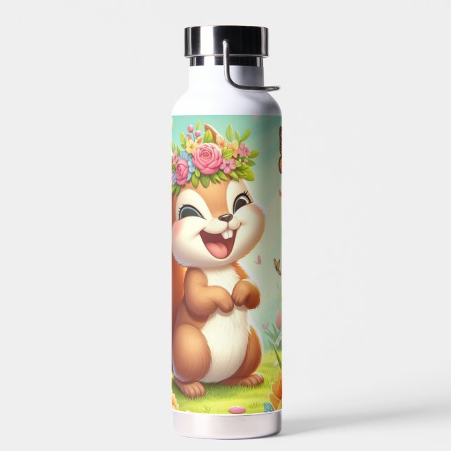 Niedliches, glückliches Eichhörnchen Trinkflasche (Links)