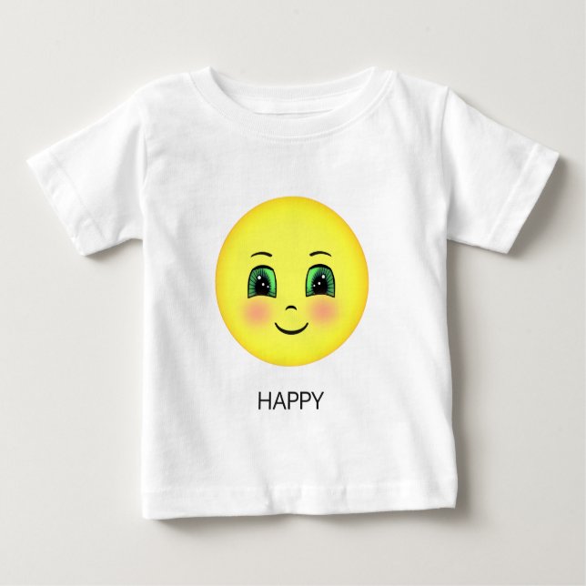 Niedliches glückliches Gesicht Emoji Baby T-shirt (Vorderseite)