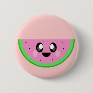 niedliches glückliches Gesicht kawaii Wassermelon Button