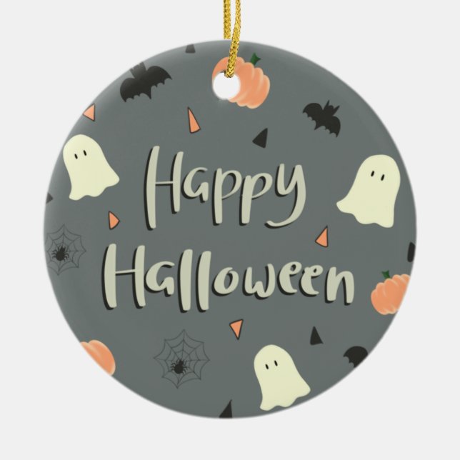 Niedliches glückliches Halloween Keramik Ornament (Vorne)