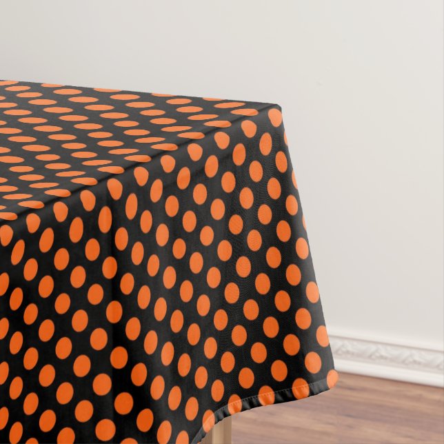 Niedliches glückliches Halloween-Schwarz-Polka-Dot Tischdecke (Beispiel)