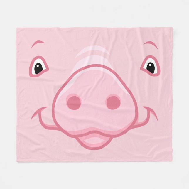 Niedliches glückliches rosa Schwein-Gesicht Fleecedecke (Vorderseite (Horizontal))