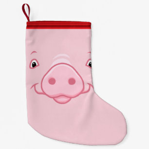 Niedliches glückliches rosa Schwein-Gesicht Kleiner Weihnachtsstrumpf