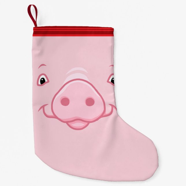 Niedliches glückliches rosa Schwein-Gesicht Kleiner Weihnachtsstrumpf (Vorderseite)