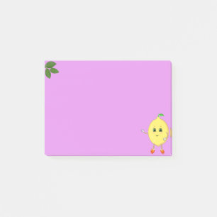 Niedliches glückliches Zitronen auf violettem Hint Post-it Klebezettel