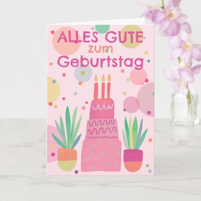 Niedliches Glückwunsch Geburtstagskuchen Rosa Karte (Orchidee)