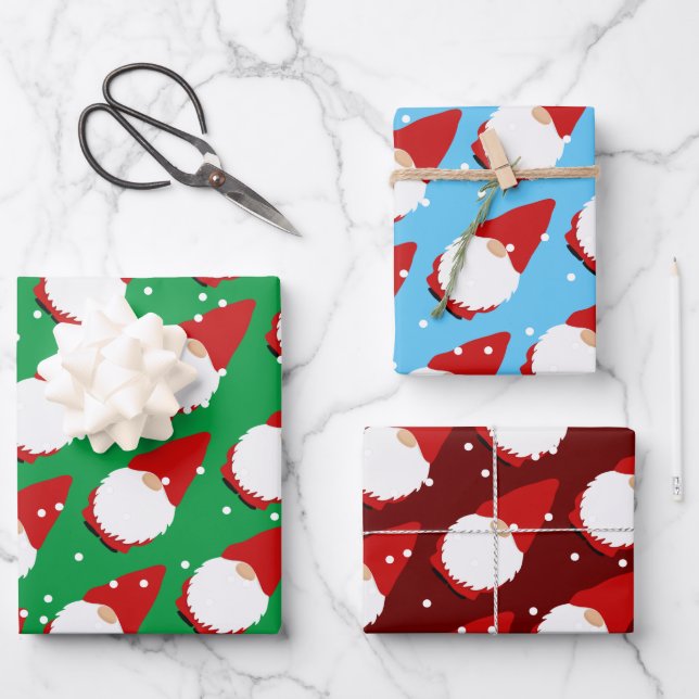 Niedliches Gnom Cartoon Weihnachtswrap Geschenkpapier Set (Vorderseite)