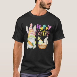 Niedliches Gnome & Bunny Rabbit farbenfrohe Briefe T-Shirt