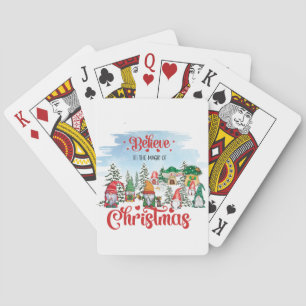 Niedliches Gnome feiert Weihnachtsfeiertag Spielkarten