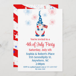 Niedliches Gnome-Feuerwerk am 4. Juli Einladung