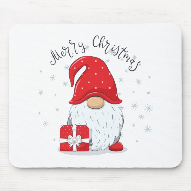 Niedliches Gnome Frohe Weihnachten. Mousepad (Vorne)