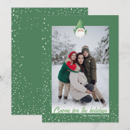 Niedliches Gnome für das Foto der Familie Holidays Feiertagskarte