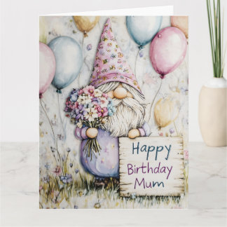 Niedliches Gnome-Geburtstagsdesign für Mama Karte