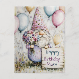 Niedliches Gnome-Geburtstagsdesign für Mama Postkarte