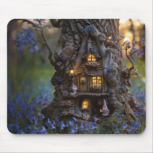 Niedliches Gnome-Haus in einem Baum Mousepad