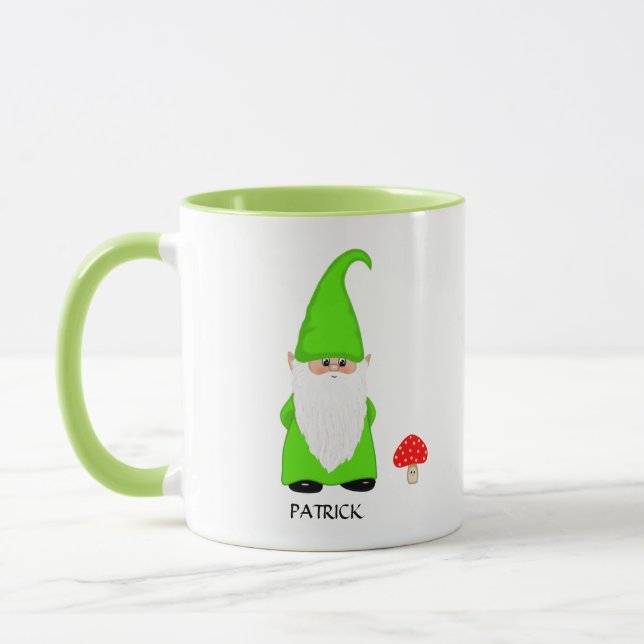 Niedliches Gnome in Grün gekleidet Tasse (Links)