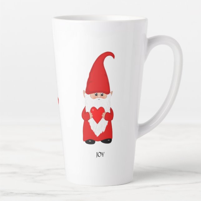 Niedliches Gnome in Rot mit Herz gekleidet Milchtasse (Rechts)