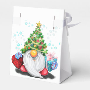 Niedliches Gnome mit Weihnachtsbaumhut und -gesche Geschenkschachtel