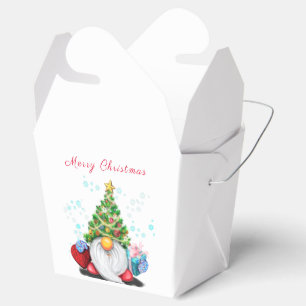 Niedliches Gnome mit Weihnachtsbaumhut und Geschen Geschenkschachtel