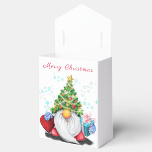 Niedliches Gnome mit Weihnachtsbaumhut und Geschen Geschenkschachtel