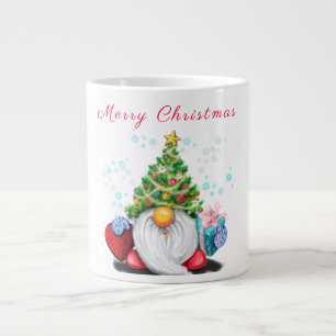 Niedliches Gnome mit Weihnachtsbaumhut und Geschen Jumbo-Tasse