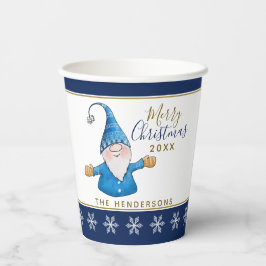 Niedliches Gnome Navy Blue White Party Pappbecher