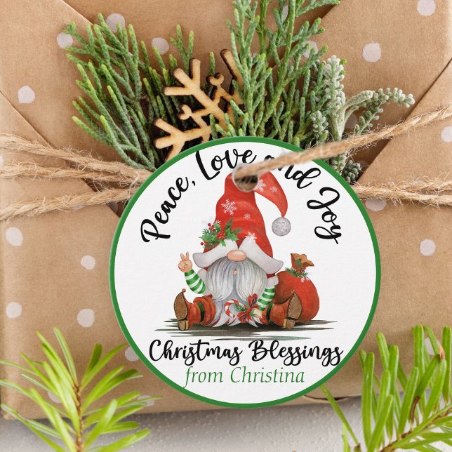 Niedliches Gnome Weihnachts-Segeln Custom Gift Geschenkanhänger (Cute Gnome Christmas Blessings Custom Gift Favor Tags)