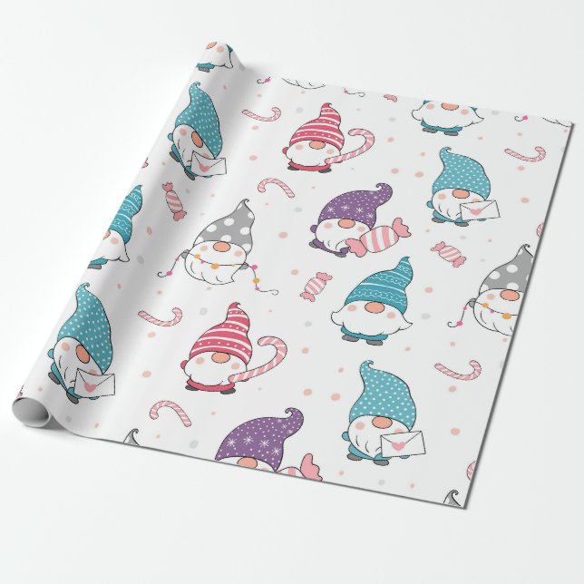 Niedliches Gnome Weihnachtswrapper Geschenkpapier (Ungerollt)