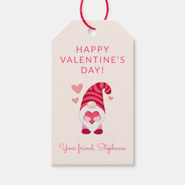 Niedliches Gnome zum Valentinstag des Herzens Geschenkanhänger (Vorderseite)