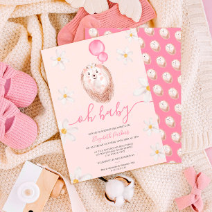 Niedliches Gold Blume Igel Aquarelltuchdusche Einladung