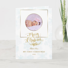 Niedliches Gold Frame mein erstes Weihnachtsjunges Karte