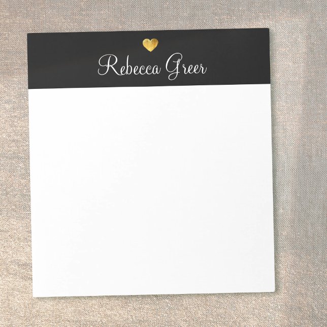 Niedliches Gold Heart Black Beauty Consultant Notizblock (Von Creator hochgeladen)