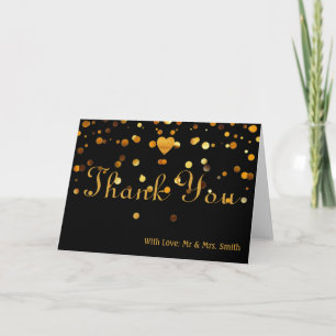 Niedliches Gold Heart Glitzer Imitate Vielen Dank Dankeskarte