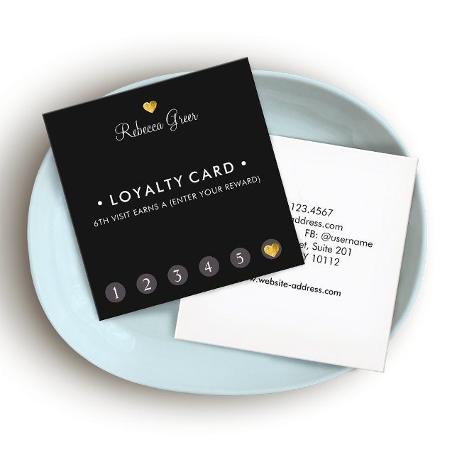 Niedliches Gold Heft 6 Punch Kundenloyalty Square Treuekarte (Von Creator hochgeladen)