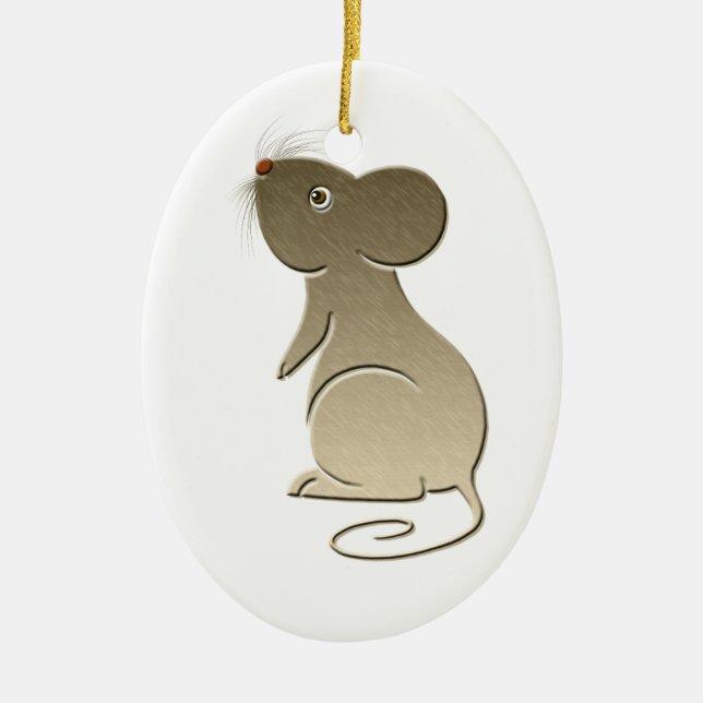 Niedliches Gold-Maus-Ornament Keramikornament (Vorne)