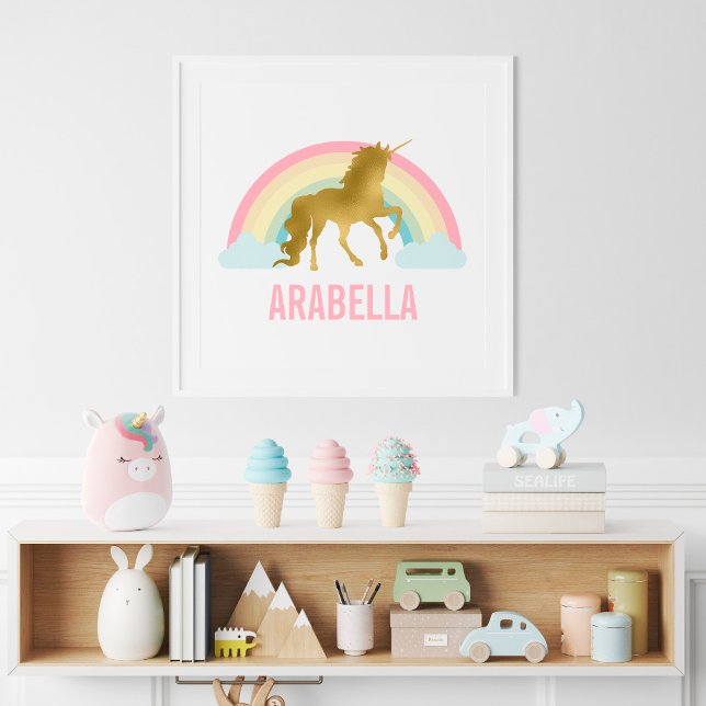 Niedliches Gold Unicorn Girl's Room Poster (Von Creator hochgeladen)