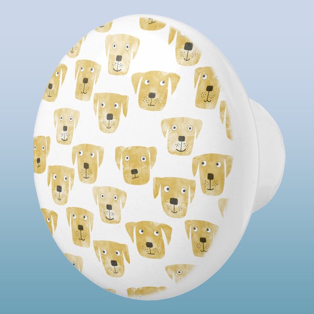 Niedliches Golden Labrador Retriever Dog Muster Keramikknauf (Fun Golden Labrador Retriever Dog ceramic door knob)