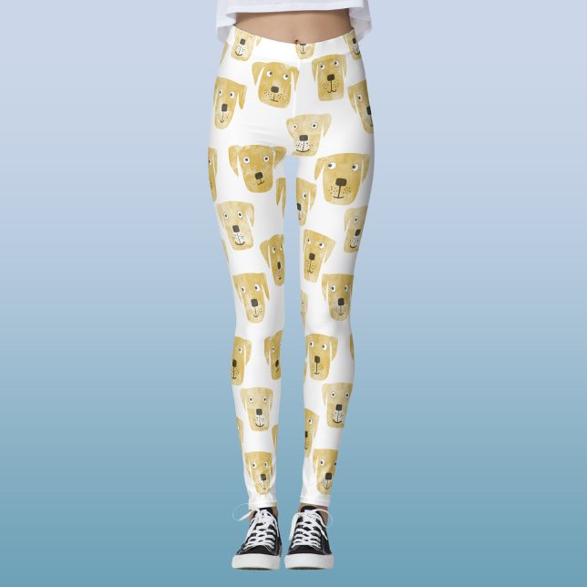 Niedliches Golden Labrador Retriever Dog Muster Leggings (Fun Golden Yellow Labrador Retriever Dog leggings or yoga pants to for animal lovers)