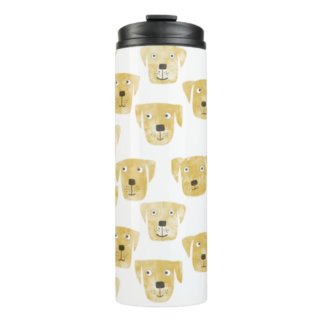 Niedliches Golden Labrador Retriever Dog Muster Thermosbecher (Vorderseite)