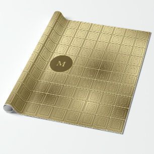 Niedliches Golden und Gold Squares Muster Weihnach Geschenkpapier