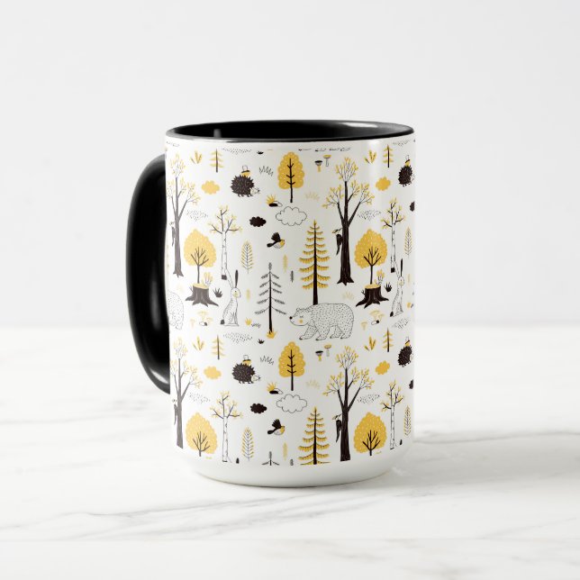 Niedliches Golden Woods Scene Muster Tasse (Vorderseite Links)