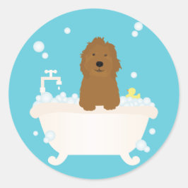 Niedliches Goldendoodle-Blase-Bad Runder Aufkleber