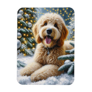 Niedliches Goldendoodle Dog Winter Wonderland Magnet